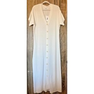 Bae The Label Knit Maternity Sweater Maxi Dress Cream Sz L Cotton Bride READ NWT